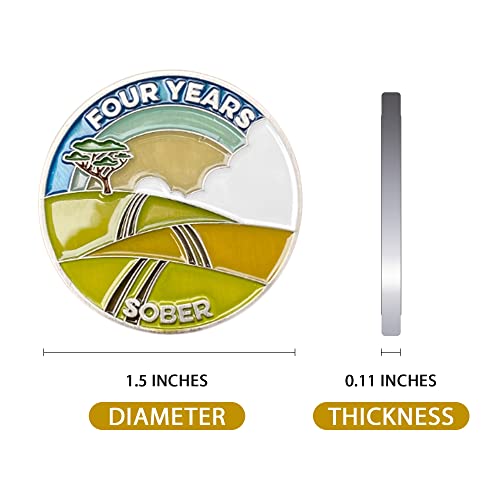 Image of The Achieve Mint 4 Years Sober Token | Four Year Sober Chip | Non-AA Medal, Non-Religious Gift for Women and Men Celebrating Sobriety