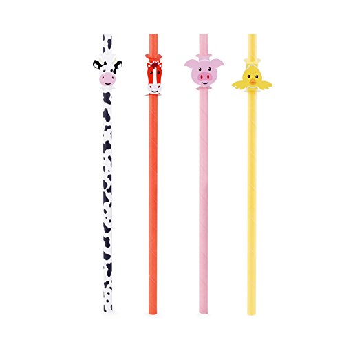Kikkerland Farm Paper Straws, Pack de 12, Multicolor miniatura 1