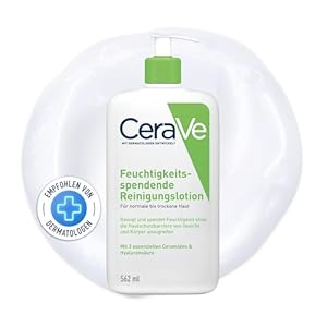 CeraVe Feuchtigkeitsspendende Reinigungslotion für Gesicht und Körper, Normale bis trockene Haut, Mit Hyaluron und 3 essenziellen Ceramiden