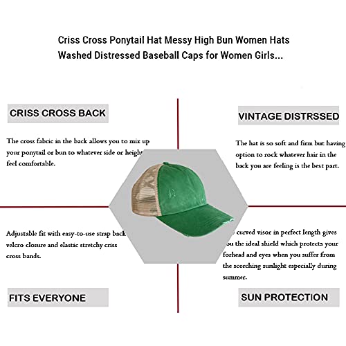 Criss Cross Ponytail Hat Washed Distressed Mesh Womens Baseball Cap Dad Hat Ponytail Hat For Women #TOP2