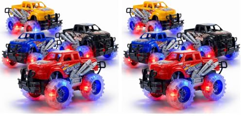 Image of ArtCreativity Light Up Monster Trucks for Boys and Girls, 8-Pack Toy Truck Set, Monster Trucks for Boys 3 4 5 6 7 8 Years Old, Toddler Monster Truck Toys, Light Up Trucks