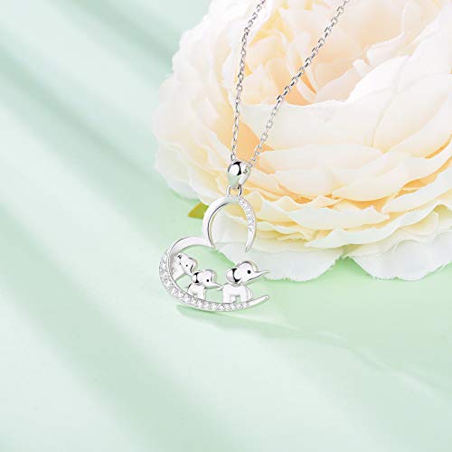 Acjna 925 Sterling Silver Mothers Day Gifts Elephant Necklace 3 Elephants Family For Mom Daughter Girls Jewelry (3-Elephants) #TOP4