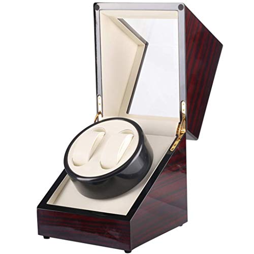 CAPXXIN Caja de bobinador de relojes para reloj con pintura de piano, motor silencioso, caja de bobinado automático 2+0, dispositivo de mesa giratoria, caja de almacenamiento mecánico para relojes