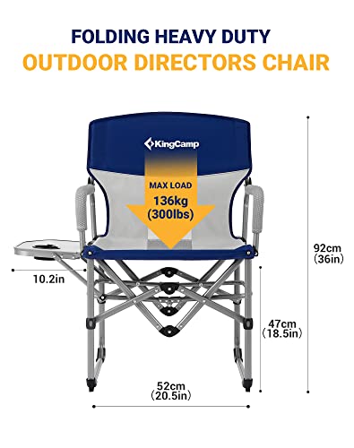 Kingcamp Folding Camping Chairs 2 Pack, Portable Outdoor Directors Chair For Outside With Side Table, Heavy Duty Lawn Chair Sports Chair Mesh Back For Beach Travel Picnic Festival Hiking Backyard #TOP2