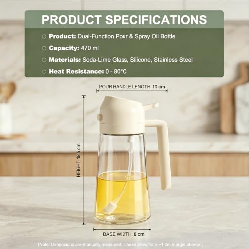 Pure Future 2-in-1 Olive Oil Sprayer for Cooking, Dispenser Bottle (White) - image 7