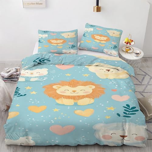 Housse de couette 200x200 lion en microfibre douce avec fermeture éclair intégrée - 2