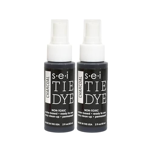 S.E.I. Charcoal Tie Dye Spray Bottle: 2oz. Non Toxic Fabric Dye Spray, DIY Permanent Clothing Dye, Ready to Use Tie Dye Supplies - 2 Pack