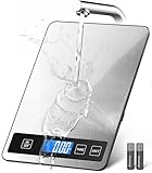BakFee Food Scale - 15kg/33lb Digital Kitchen Scale with Full-View LCD Display, Grams and Ounces, Easy Clean Stainless Steel, 6 Units with Tare Function, Precise for Baking, Cooking & Meal Prep, Black