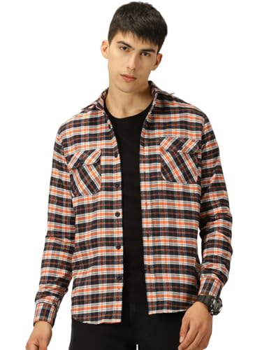 Image of Thomas Scott Men's | Checks | Full Sleeve | Slim Fit | Cotton Blend | Double Flap Pocket | Spread Collar | Casual Shirt