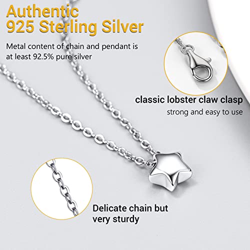 PROSILVER Dainty 925 Sterling Silver Necklace Heart/Round/Star/Moon/Triangle/Vertical Bar Pendant Necklace For Women, 16"-18" Adjustable, Come with Box4