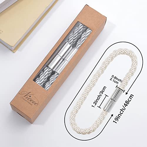 NICEEC 2 Pack Strong Magnetic Curtain Tiebacks Modern Simple Style Drape Tie Backs Convenient Decorative Weave Rope Curtain Holdbacks for Thin or Thick Home & Office Window Draperies (Cream)