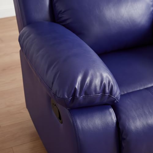 Image of Single Leather Manual Recliner Chair, Oversized Lazy Boy Recliner with Home Theater Seating, Breathable Living Room Reclining Chair for Adults Reading, Gaming, Relax, Dark Blue