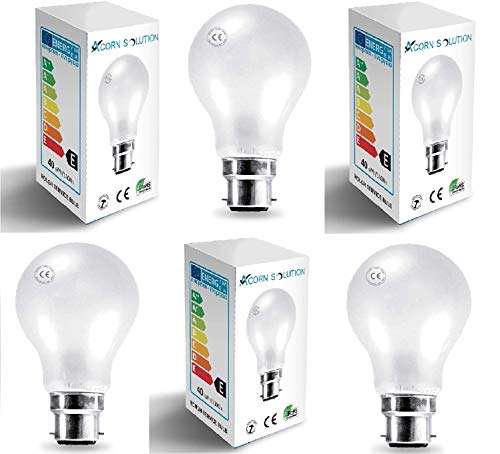 AcornSolution A55 Pearl Light Bulbs B22 Bayonet Cap frosted 40W 3PACK