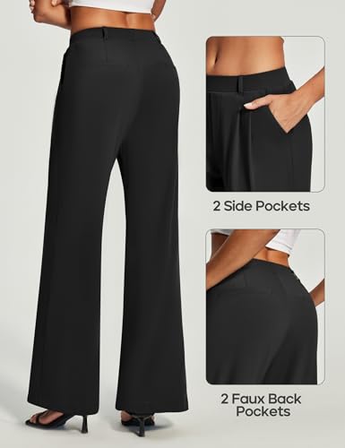 Heathyoga Womens Dress Pants Pull On Wide Leg Stretchy Work Pants Women Business Casual Outfits Slacks for Women Trousers3