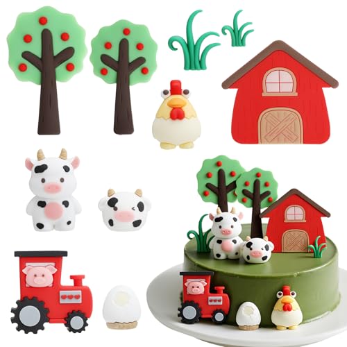 Decoración Tarta Temática Granja 10 Piezas - Cake Topper de