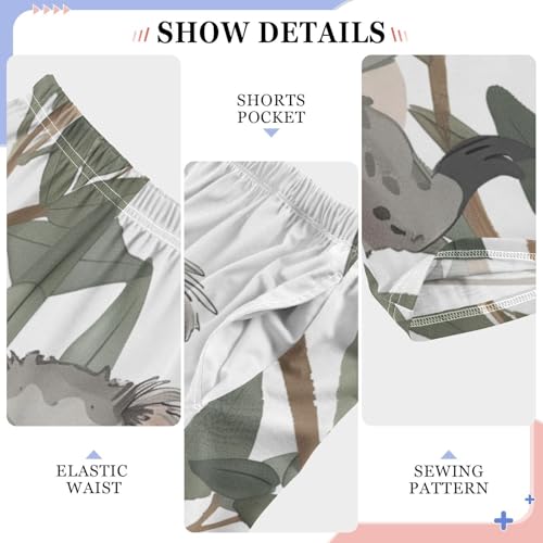 Koala and Leaves Boys Long Pants Soft Trousers Elastic Waist Kids Lounge Bottoms with Pockets S-XL4