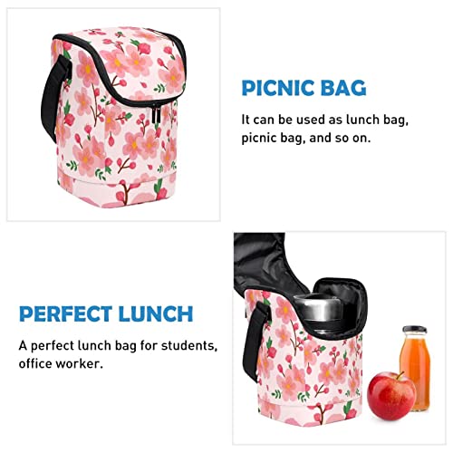 Bolsa de almuerzo pequeña reutilizable con estampado floral rosa 3
