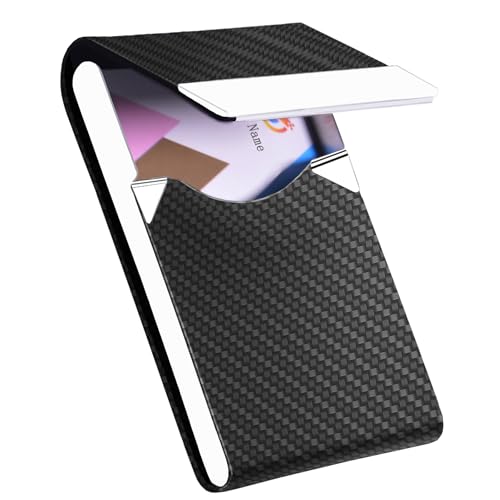Business Card Holder with Ultra Slim Design,Business Card Case with Premium PU Leather,Suit Pocket Metal Card Holder for Women/Men,Professional Name Card Holder with Magnetic Shut (Black1)
