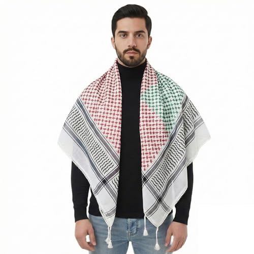 Urgarment Palestinian Keffiyeh Scarf Tassel Palestine Scarf Shemagh Tactical Head Neck Wrap for Men and Women