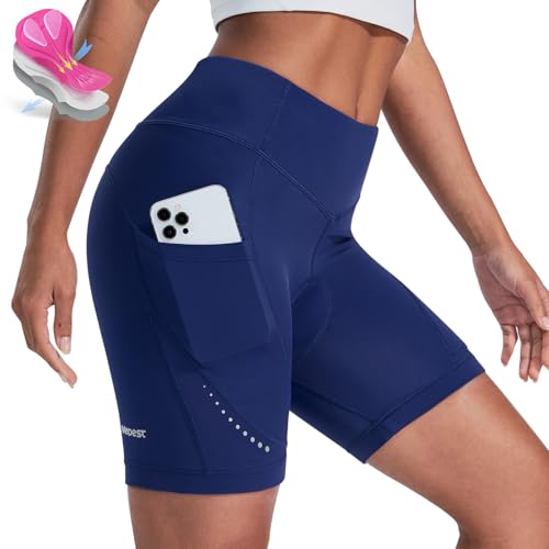 Nepest Short de Cyclisme pour Femme - Rembourré - 4D - Respirant - avec Poche - Extensible dans Les 4 Directions