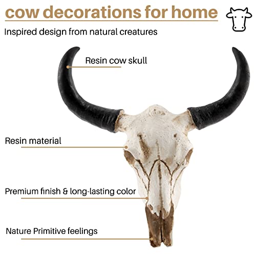 Tête de vache Longhorn en résine décorative pour décoration murale suspendue - 5