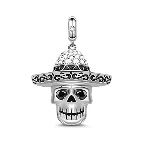 Image of GNOCE Skull Pendant Charm Silver Dangle Charms Bead fit Bracelet /Necklace Jewelry Gift for Women Men
