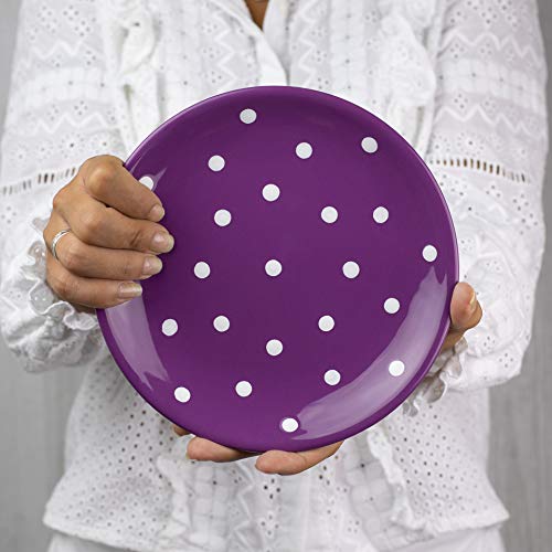City To Cottage Handmade Purple And White Pottery Polka Dot Glazed 7.9Inch/20Cm Side Plate, Dessert Plate, Unique Ceramic Dinnerware, Housewarming Gift #TOP3