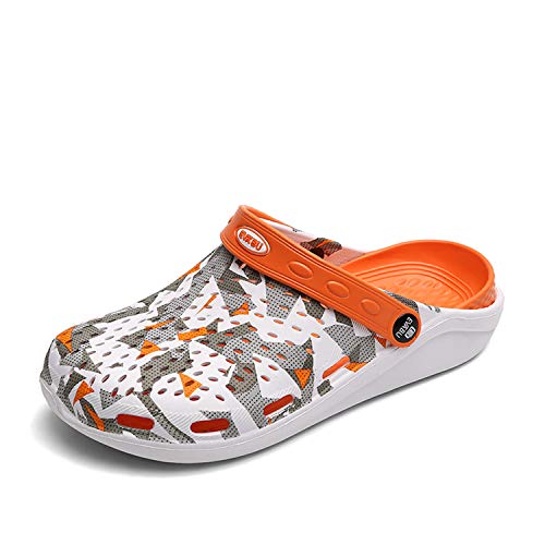 LIGHFOOT Unisex Summer Garden Clogs Shoes Mesh Sandals Walking Slippers Quick Drying Outdoor Water Mens Womens Shoes 2399-Orange-36