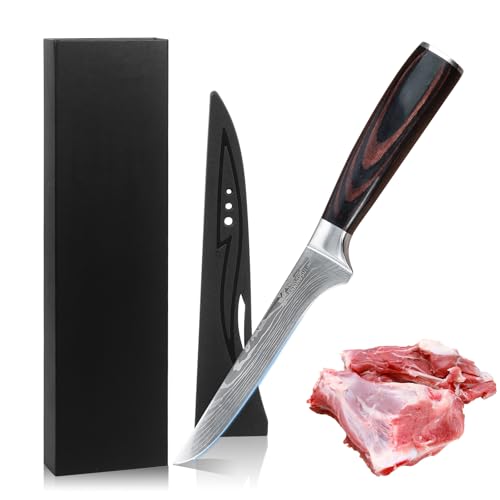 KANKIKUSUI Boning Knife 6 Inch, Super Sharp High Carbon Stainless Steel, Professional Boning Knife for Meat Poultry Chicken