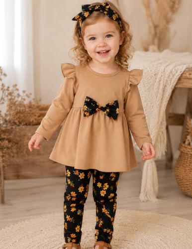 Image of Doresbebe Baby Girl Clothes Toddler Girl Outfits Infant Girl Summer Clothes for Girl Ruffle Shirt Pants+Cute Headband 3PCS