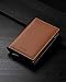 VULKIT Credit Card Holder RFID Blocking Leather Automatic Pop Up Wallet Aluminum Slim Pocket Business Card Case Brown