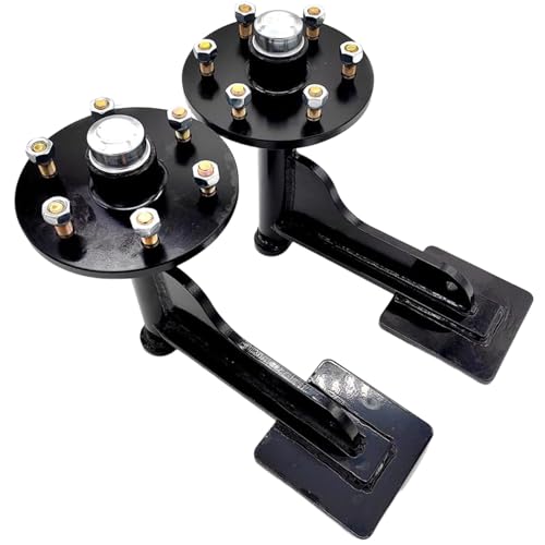 REVOTUNE Shipping Container Wheels Kit 6-Lug Bolt On Wheels, Spindle Kit 8000LB Complete Assembly, Compatible with 40' Shipping Container Heavy-Duty Shipping Container, Black