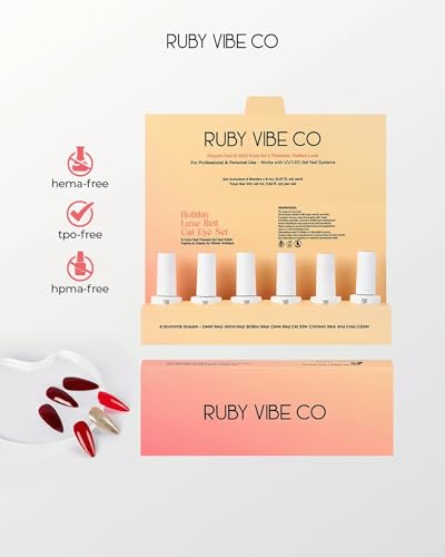 Set de esmaltes de gel cat eye rojo Holiday Luxe 6 colores miniatura 6