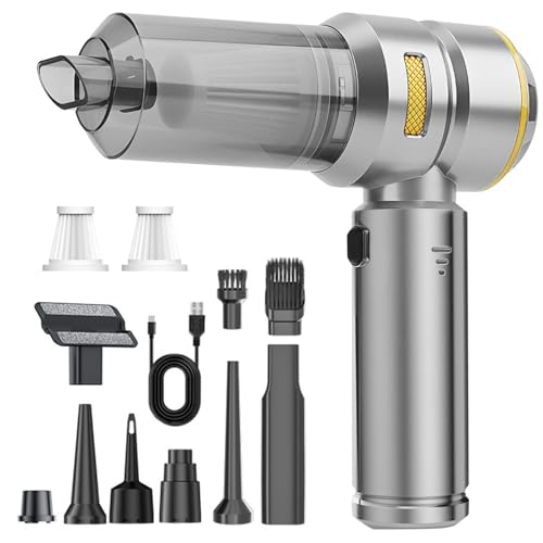 Bizcasa Aspirateur à Main 4en1,22000Pa Aspirateur à Main sans Fil,3 Vitesses Mini Aspirateur de Voiture avec Moteur sans Balais,Souffleur de Poussière,d'air...