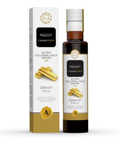 Immu-nat Colloidal Gold Water 24K Pure Liquid 20PPM (8.5oz) Mineral Supplement for Enhanced