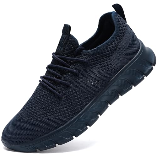 Trainers for Men Shoes Running Non Slip Sneakers Hiking Tennis Walking Gym Training Casual Workout Blue Shoe Size 8