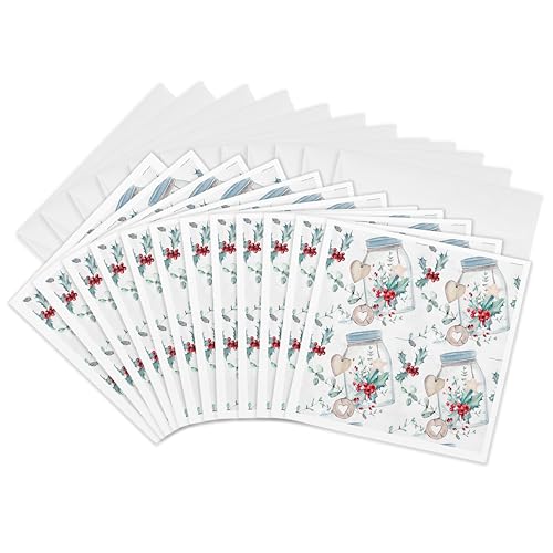 Carte de voeux Pretty bocaux de Noël lot de 12 pour fêtes de fin d'année
