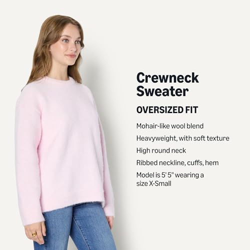 Amazon Essentials Women's Oversized-Fit Faux Mohair Crewneck Sweater, Pastel Lilac, Large - image 4