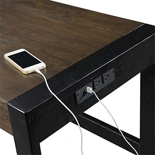 Bowery Hill Contemporary Multipurpose Home Bar Living Room Sofa Bar Table Set With 3 Upholstered Stools In Walnut And Taupe Fabric #TOP3