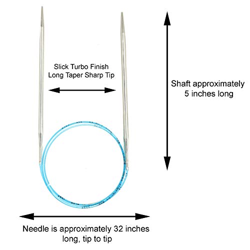 Addi Rocket Lace Turbo 32 Inch (80Cm) Us 05 (3.75Mm) Circular Knitting Needle, Slick & Smooth Finish, Long Taper Sharp Tips, Smooth Joins, Blue Cord Bundle With 10 Artsiga Crafts Stitch Markers #TOP2