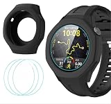 GIOPUEY Cover Compatibile con Huawei Watch GT 5 PRO 46mm, Custodia con 3 Pezzi Pellicola Protettiva flim, Morbido TPU Silicone Case Protettiva - Black