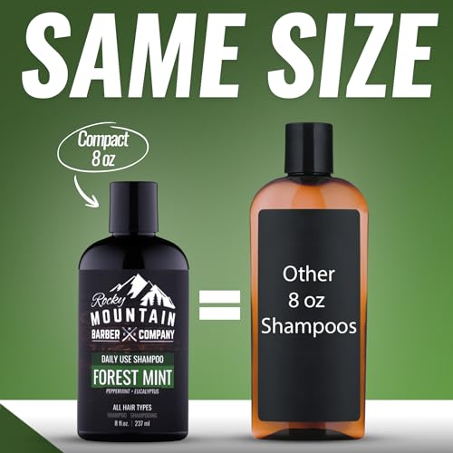 Rocky Mountain Barber Company Men's Shampoo - Tea Tree Oil, Peppermint & Eucalyptus for All Hair Types