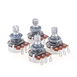 Alpha Mini Metric Size A500K Guitar Pots Audio Taper Split Shaft Potentiometers for Electric Guitar/Bass (Set of 4)