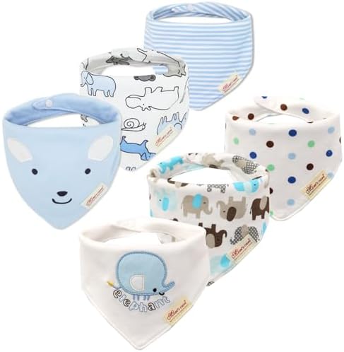 6 Bavaglini Bandana Vicloon - Cotone Biologico, Assorbenti, Con Bottoni, 0-36 Mesi