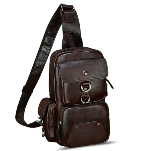 Image of Genuine Leather Sling Bag for Men and Women Full Grain Leather Crossbody Sling Backpack Purse