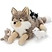 BENINY 4Pcs Wolf Stuffed Animals Set, Grey Mommy Wolf Plush 20 Inch with 3 Baby Wolves, Realistic Wolf Toys for Wolf Lover Party Favors, Gifts for Boys Girls Birthday