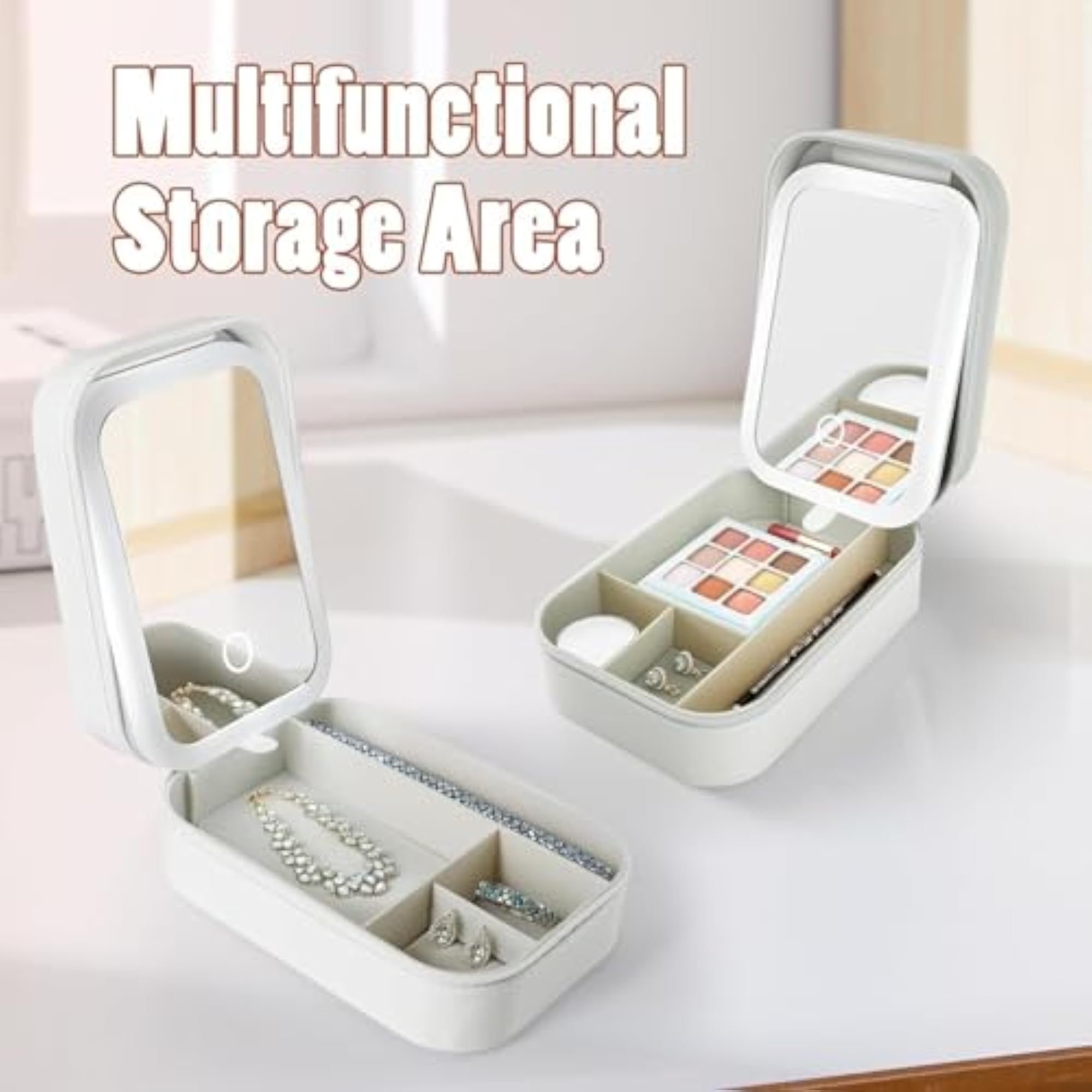 2-in-1 Cosmetic Organizer with Rechargeable LED Mirror