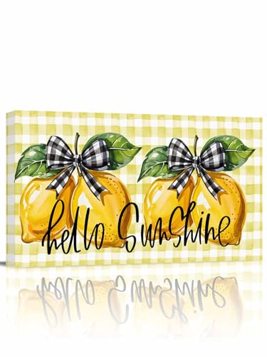 Hello Sunshine Modern Canvas Wall Art 20x40 inch, Watercolor Summer