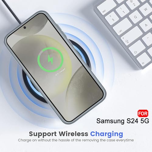 Image of TheGiftKart Hybrid Matte Frosted Back Cover Case for Samsung Galaxy S24 5G Compatible with MagSafe | Built-in Stand | Shockproof Hard Back Case Cover for Samsung S24 5G (PC & TPU, Translucent Grey)