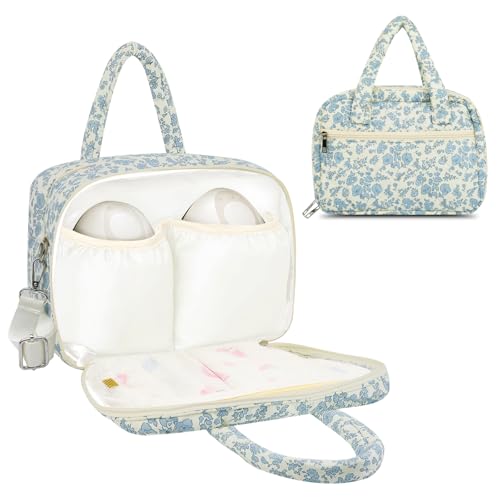 Image of rain bunny Cotton Quilted Wearable Breast Pump Bag Compatible With Elvie, Willow and Momcozy, Pumping Bag for Work, Travel